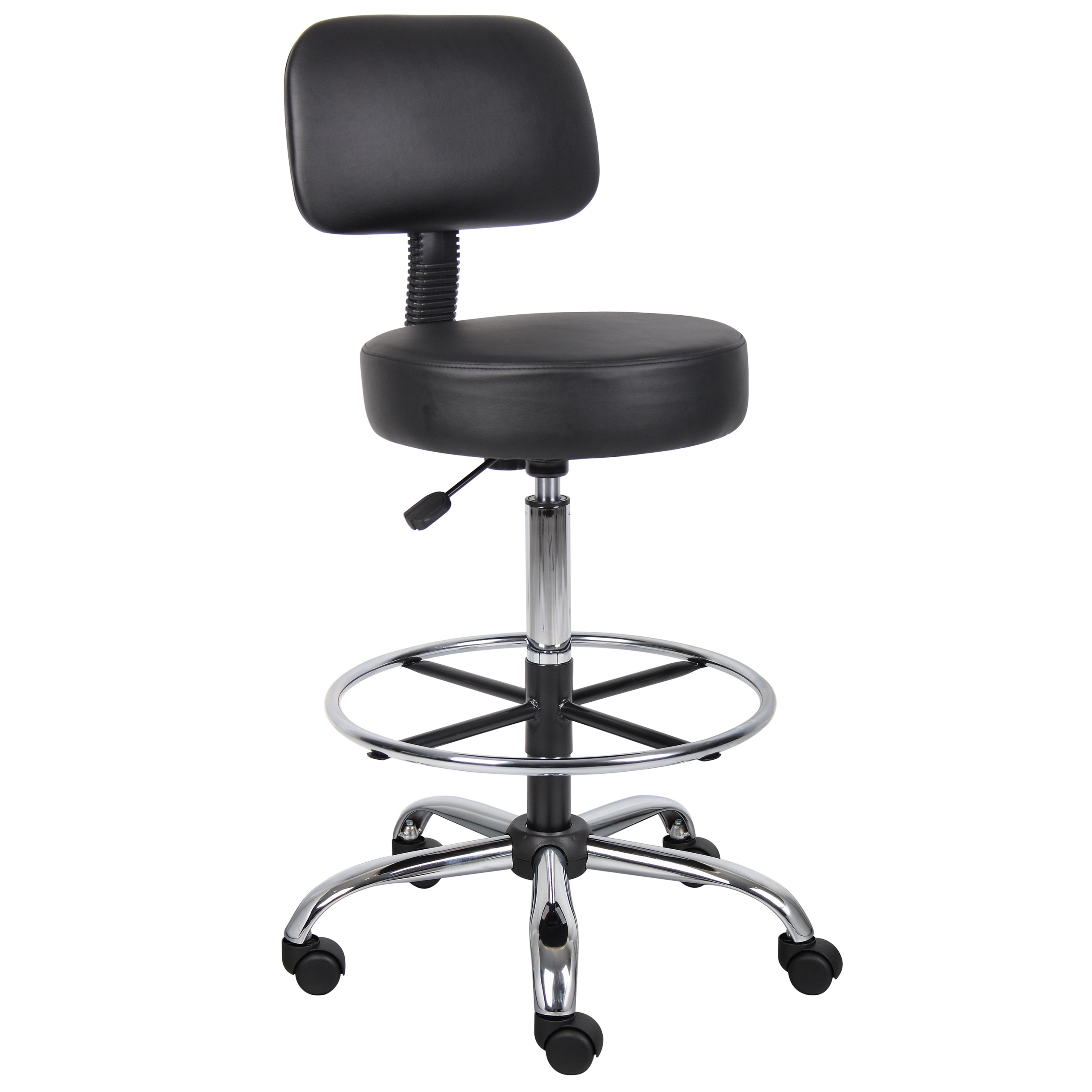 Boss B16245-BK Caressoft Medical/Drafting Stool with Back Cushion