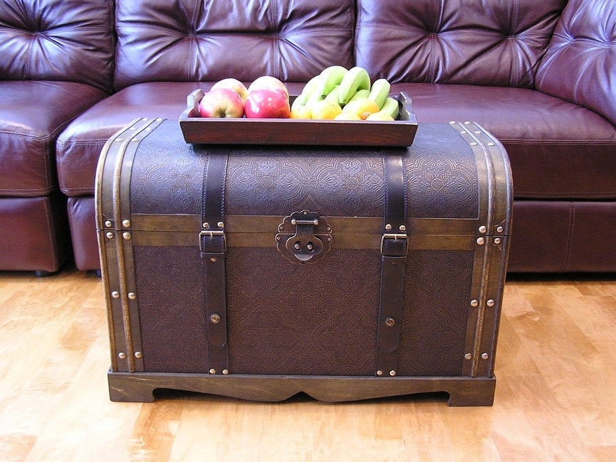 Large Antique Victorian Wood Trunk Wooden Treasure Hope Chest - 2013