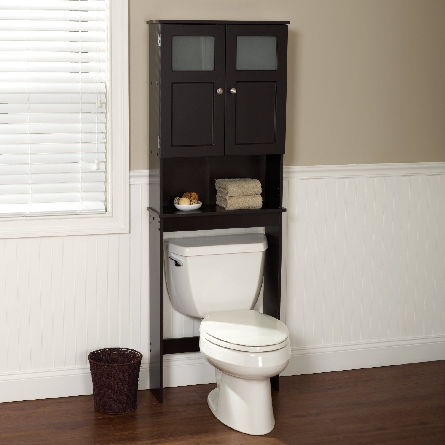 Zenith Products Wood Moderne Frosted Glass Window Spacesaver, Espresso