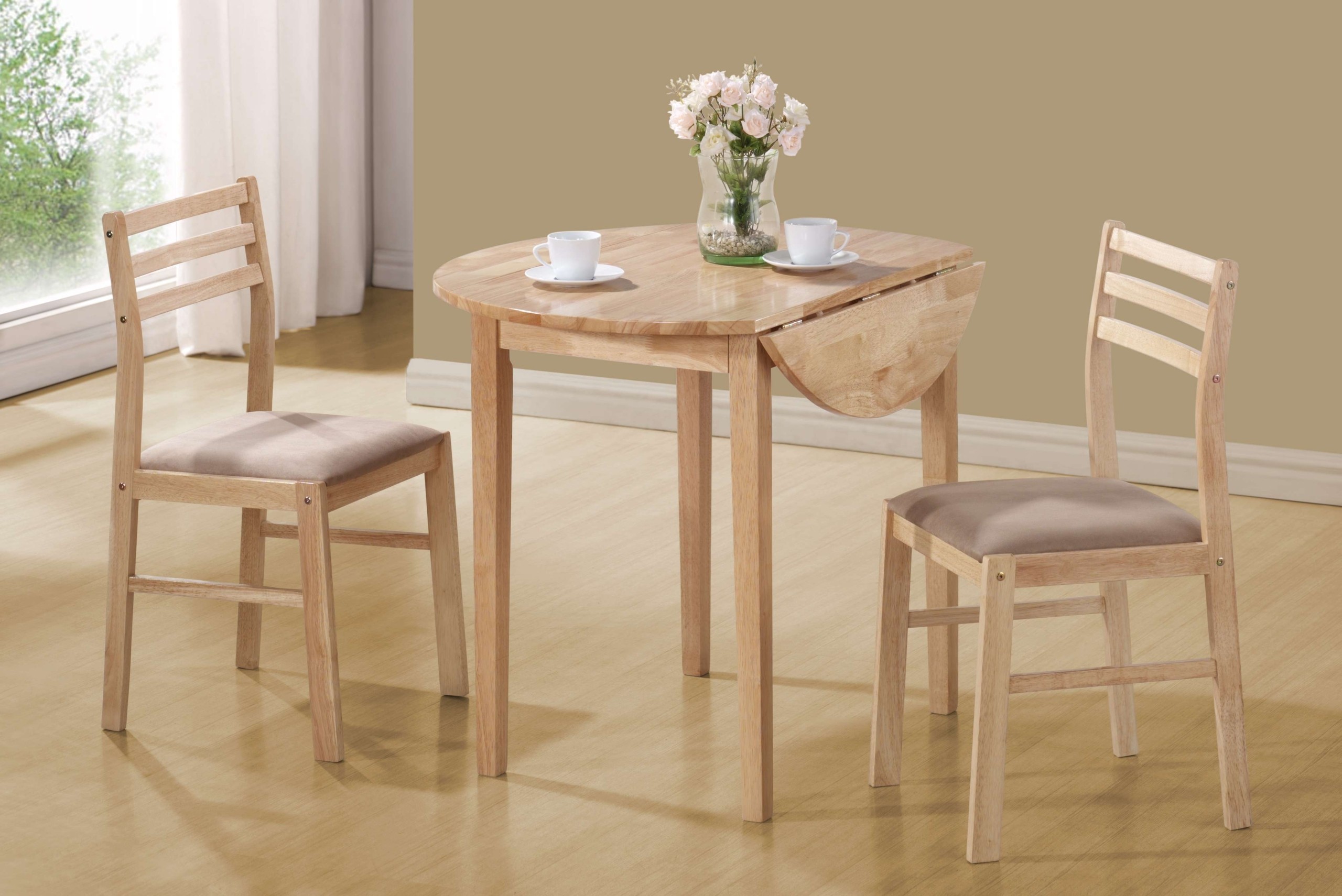 Coaster 3pc Dinette Table and Chairs Set in Natural Finish