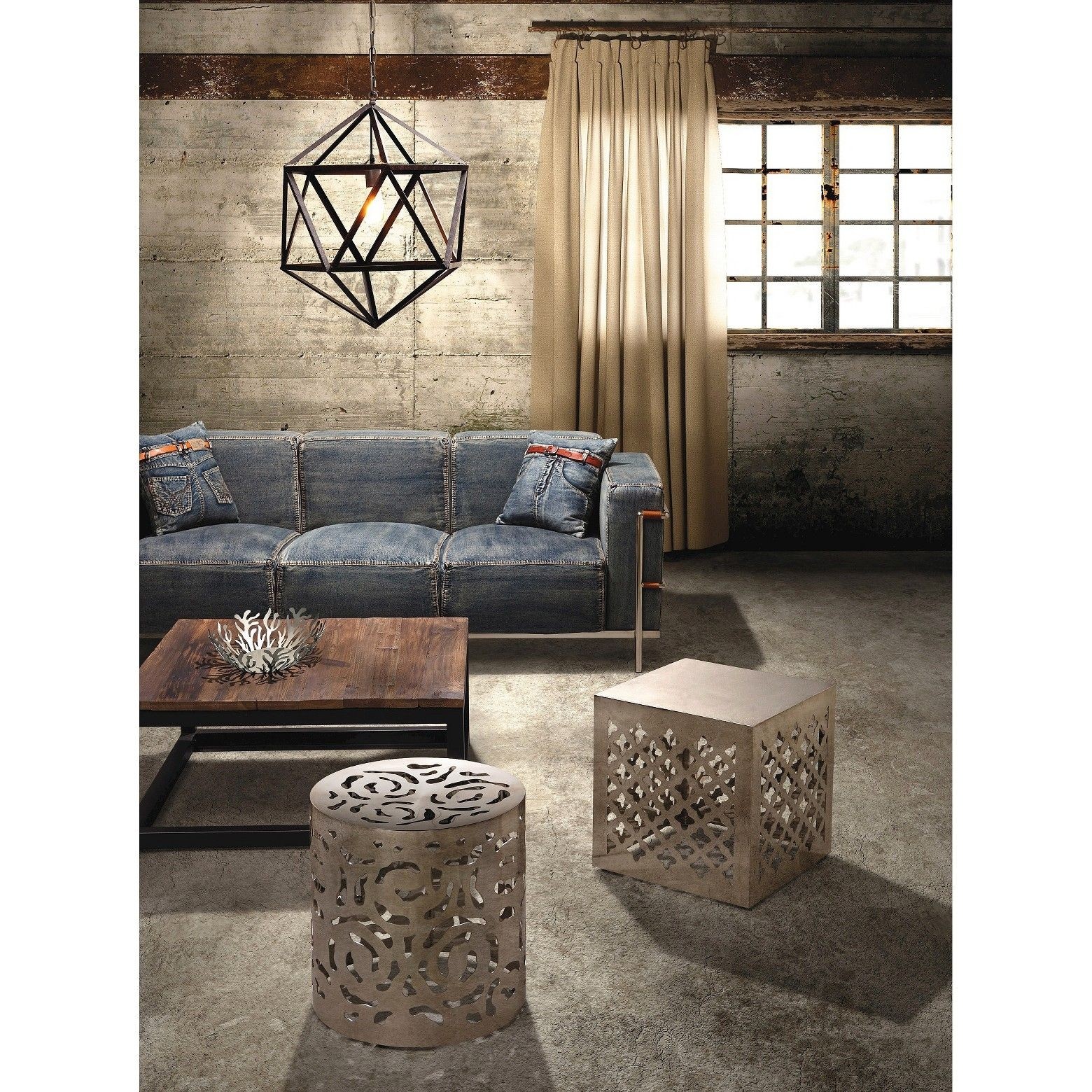 ZUO ERA Civic Center Square Coffee Table, Distressed Natural