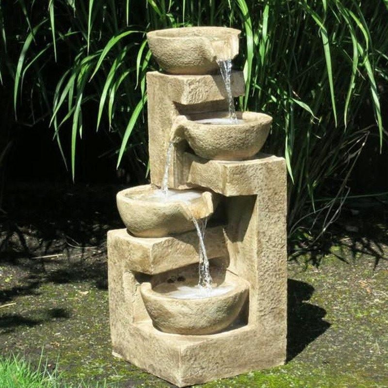 31" Flowing Bowl Garden Fountain - Great Water Feature for Patios, Outdoor Spaces, Gardens, Homes. Waterfall Style Flow Fountain Pump Included.
