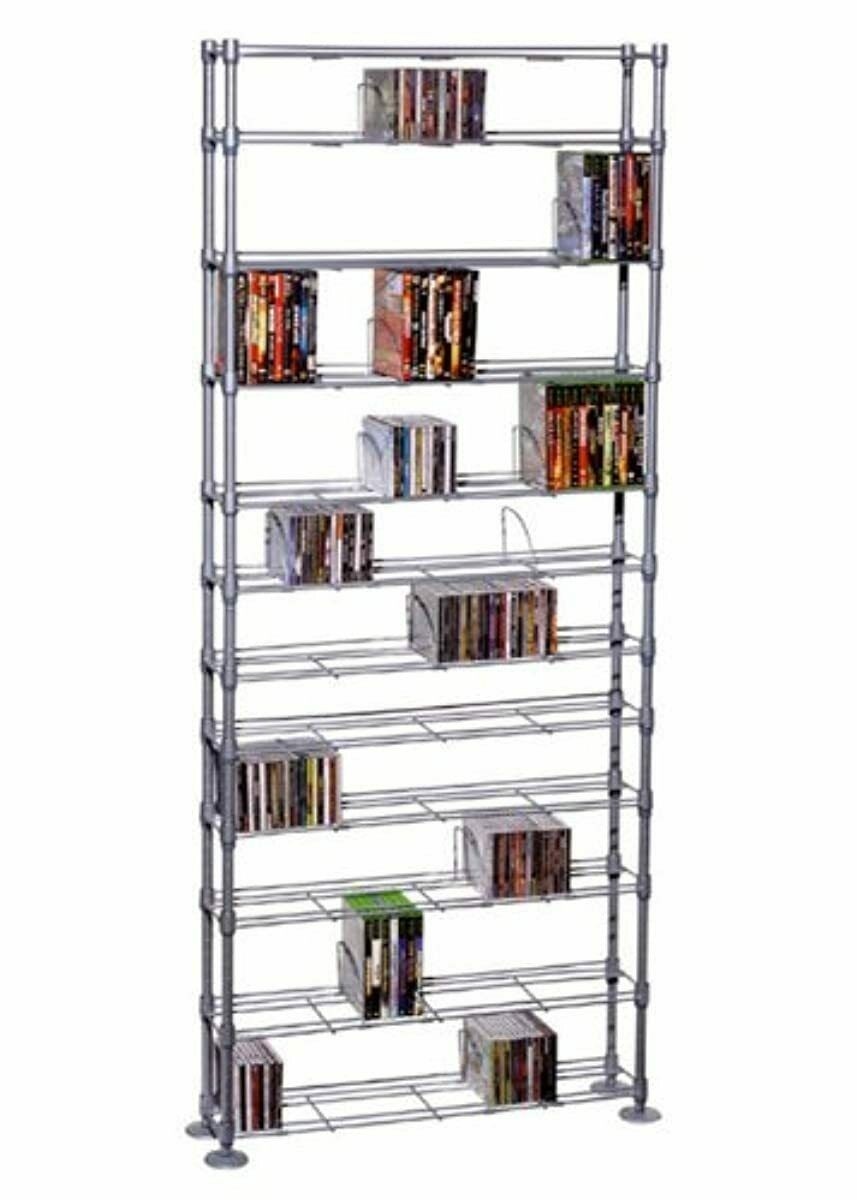 Atlantic 63135237 Maxsteel 864 CD/450 DVD/BluRay/Games 12-Tier Media Rack Silver