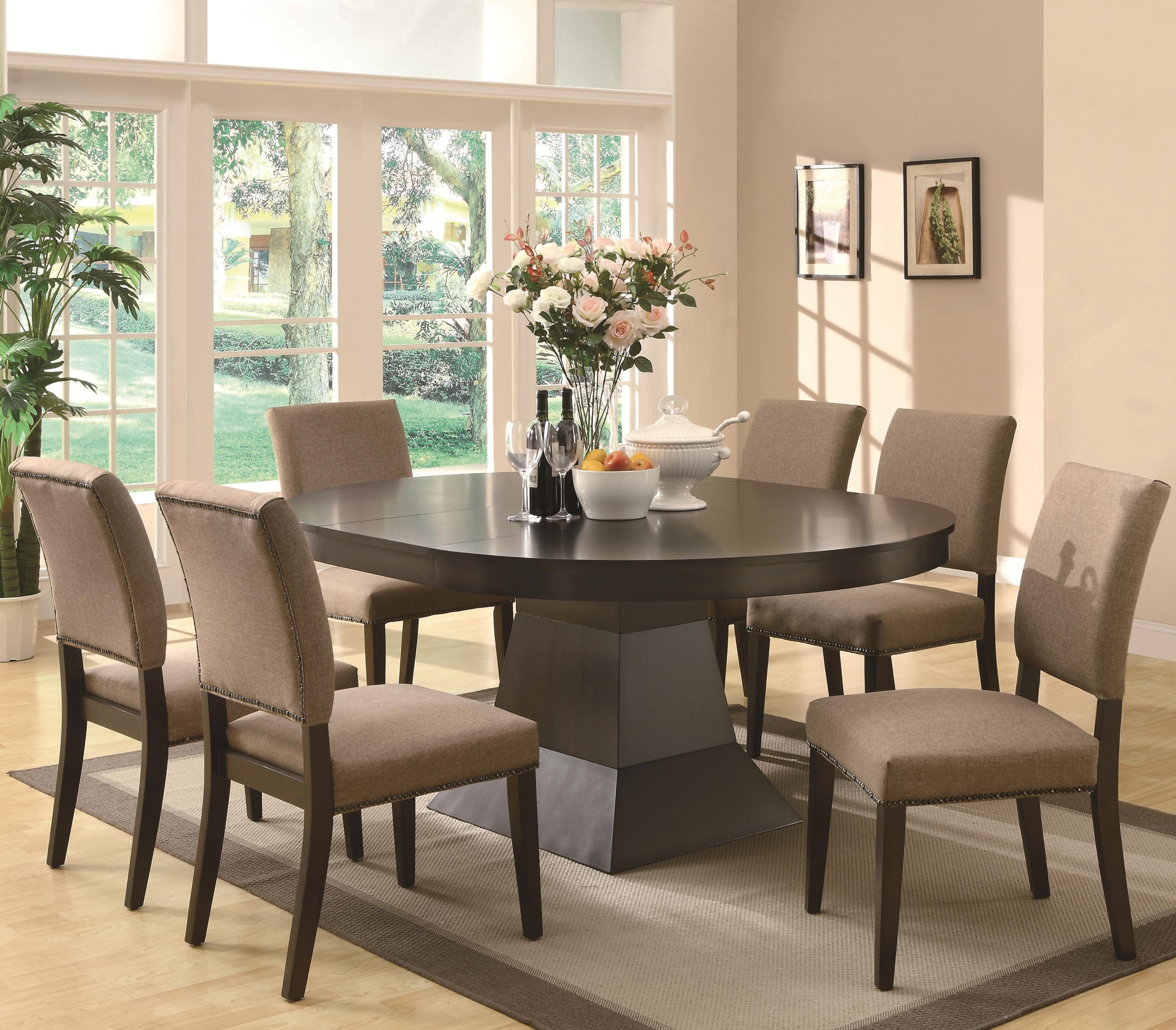 Myrtle Oval Contemporary Pedestal 7Pc Dining Set
