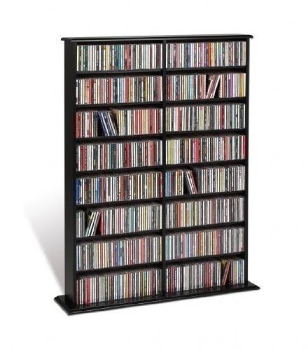 Prepac Black Double Width Wall Media (DVD,CD,Games) Storage Rack