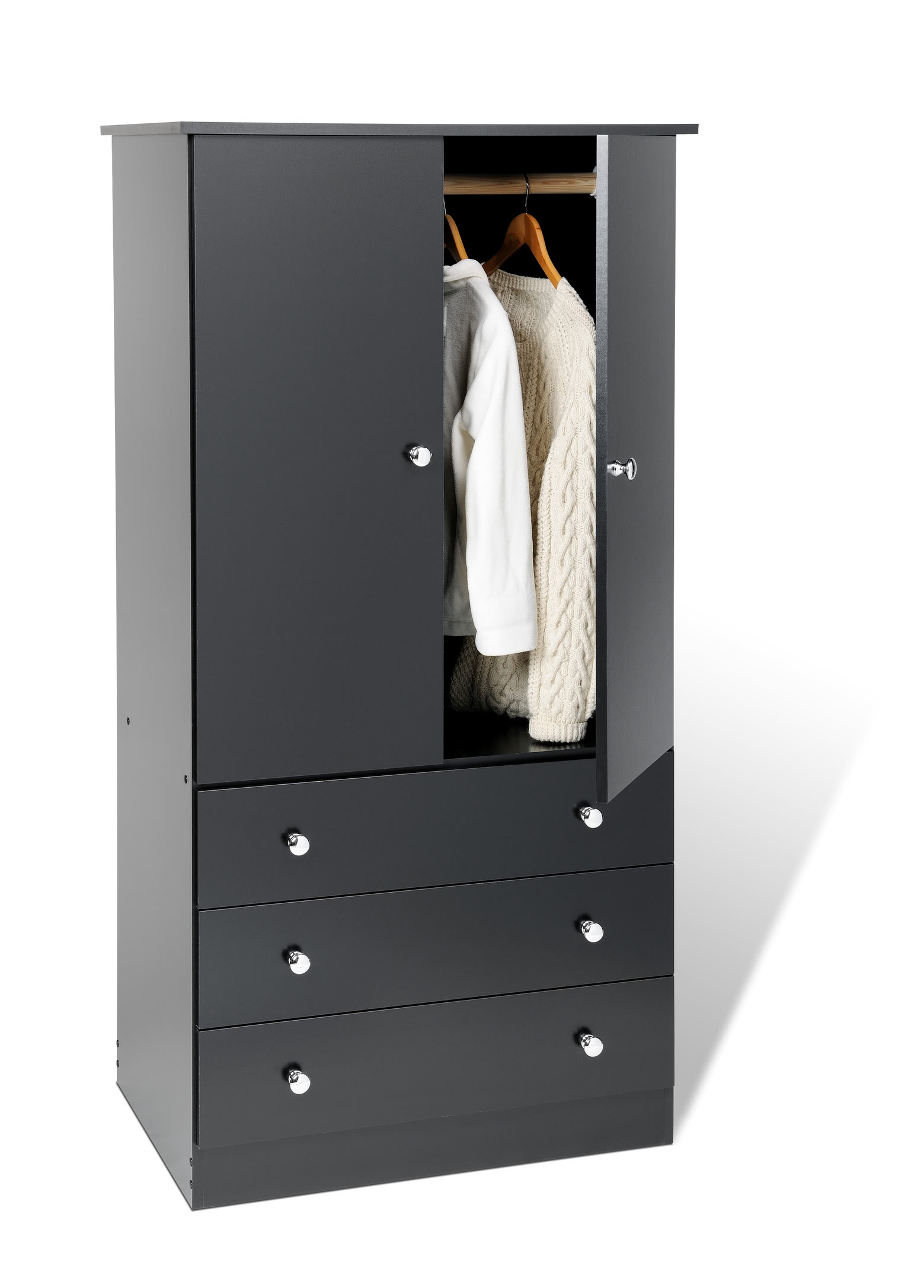 Junior Wardrobe with 3 drawers Black