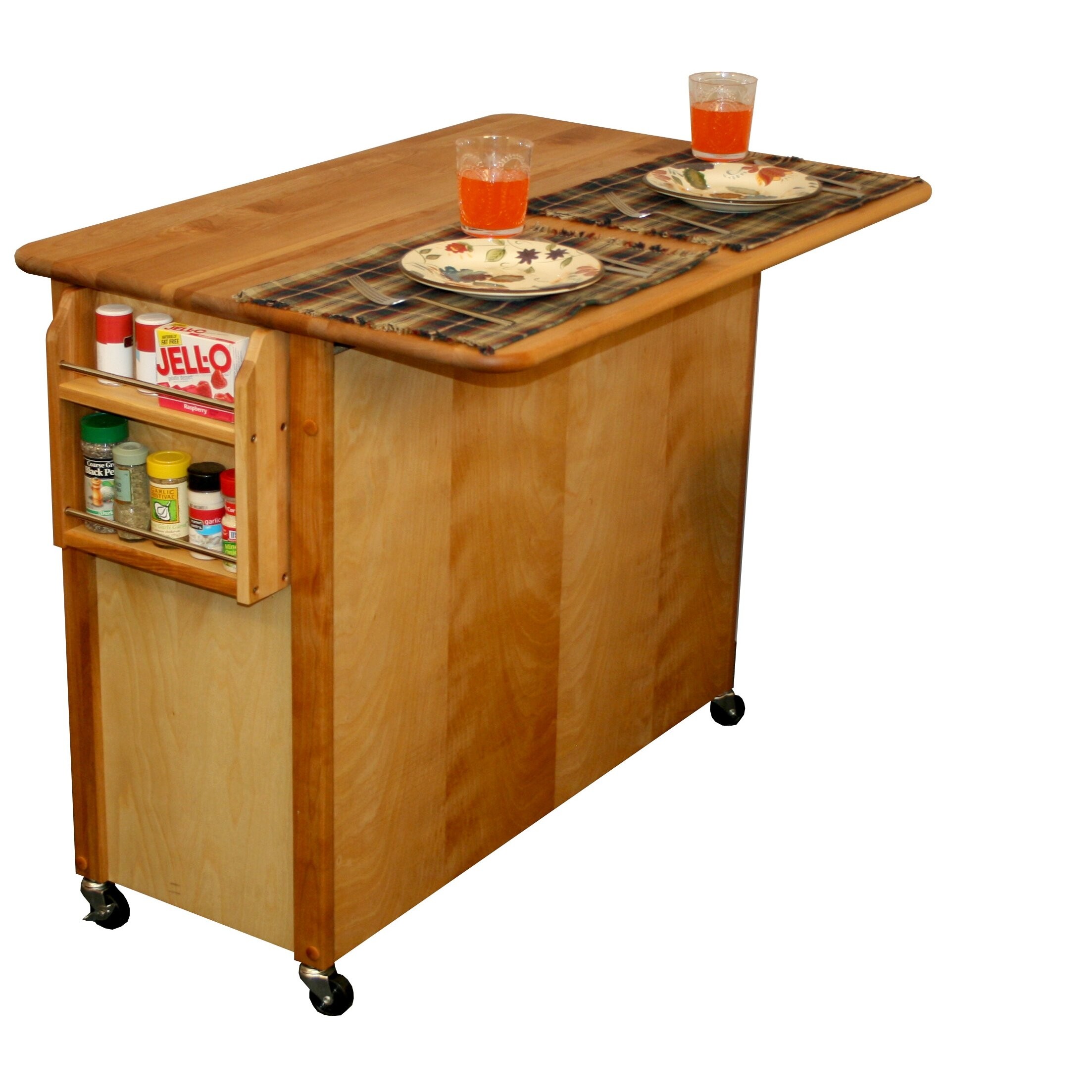 Catskill Craftsmen Butcher Block Island with Raised Panel Doors and Drop Leaf