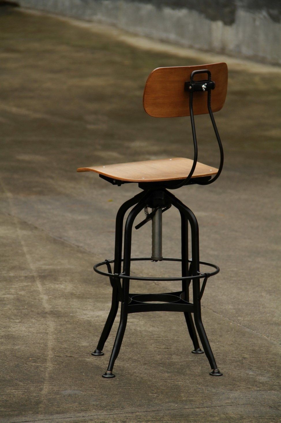 Draftsman Matte Black Finish. Rustic Metal & Wood Vintage Toledo Style Stool