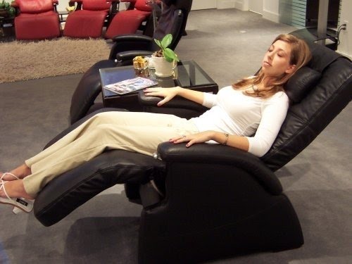 Human Touch Leather Perfect Chair Recliner Zero Anti Gravity Lounger - BLACK PC-8