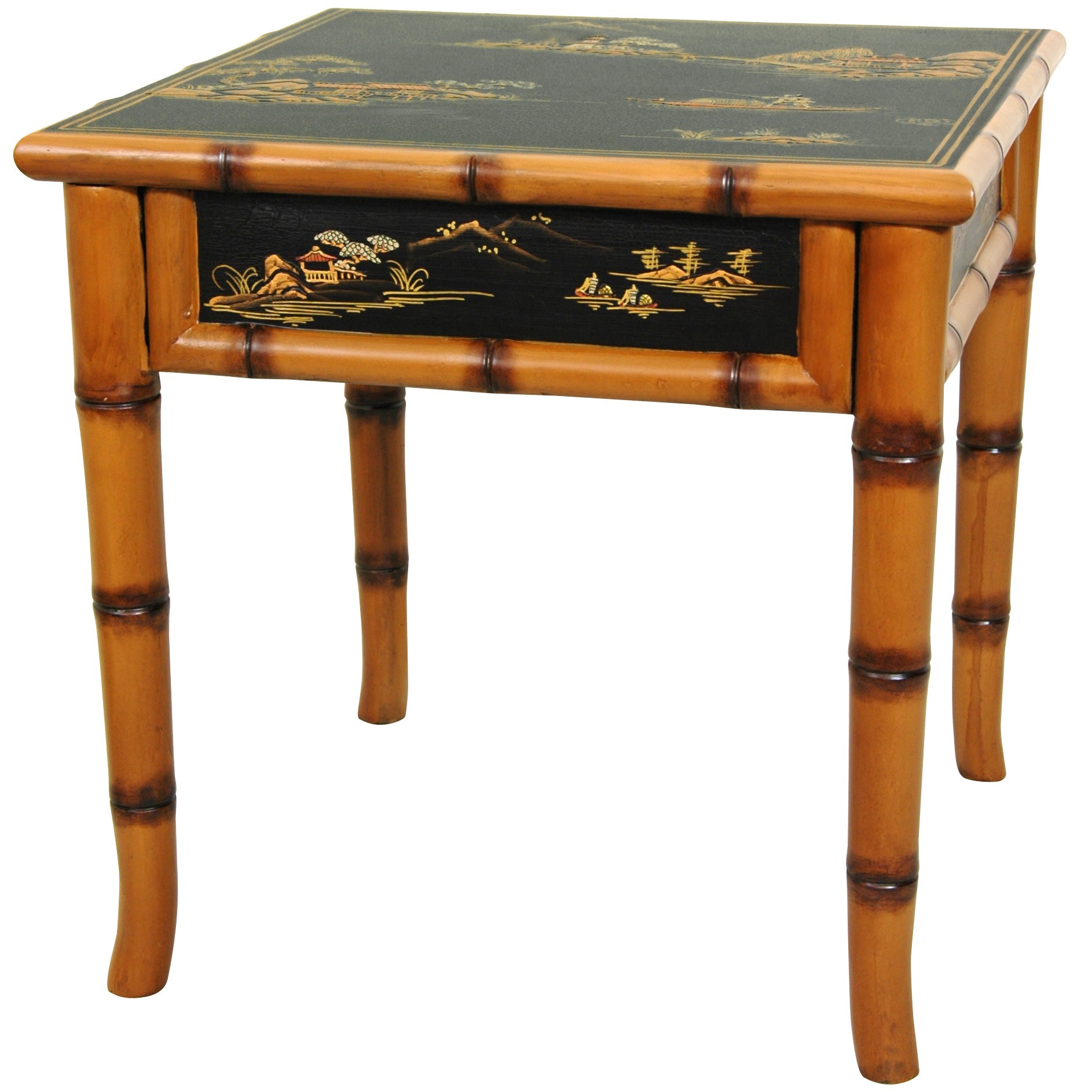 Oriental Furniture Unique Asian Furniture and Decor 18-Inch Ching Square Black Lacquer Oriental End Table