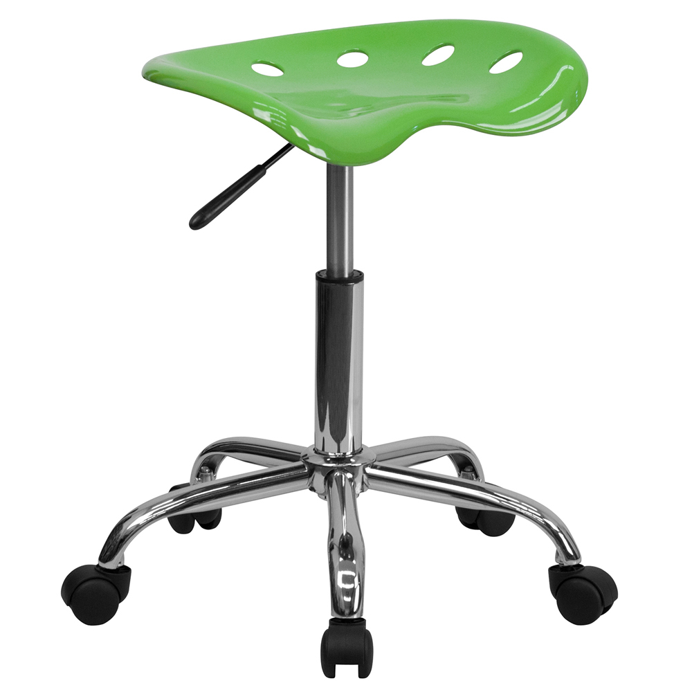 Flash Furniture LF-214A-NAUTICALBLUE-GG Vibrant Nautical Blue Tractor Seat and Chrome Stool