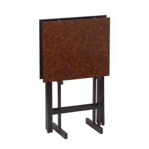 Gate House Furniture Item 2274 Burl Set of 2 Folding Snack Tables with Stand