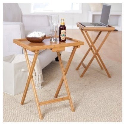 Lipper International Snack Table with Lip, Set of Two, Bamboo
