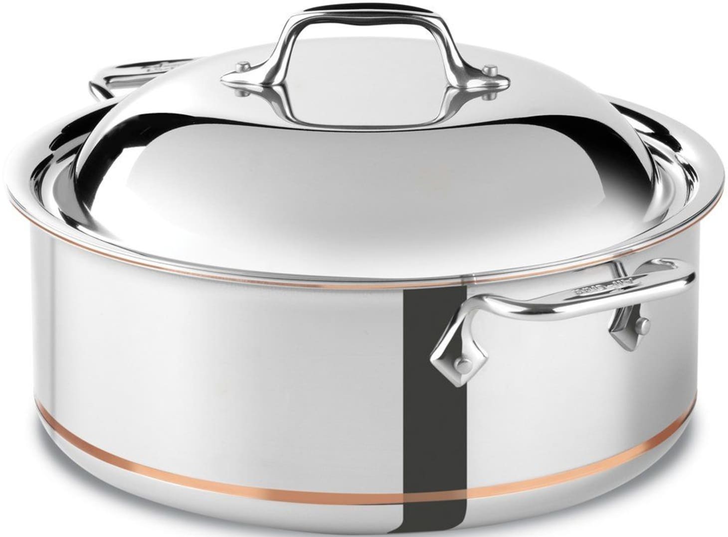 All-Clad 650618 SS Copper Core 5-Ply Bonded Dishwasher Safe 6-Quart Round Roaster/Cookware, Silver