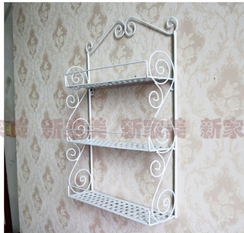 Classic Elegant Metal Wall Mounted Shelves Kitchen Spice Rack Bathroom Accessory Storage Multi Purpose Organizer