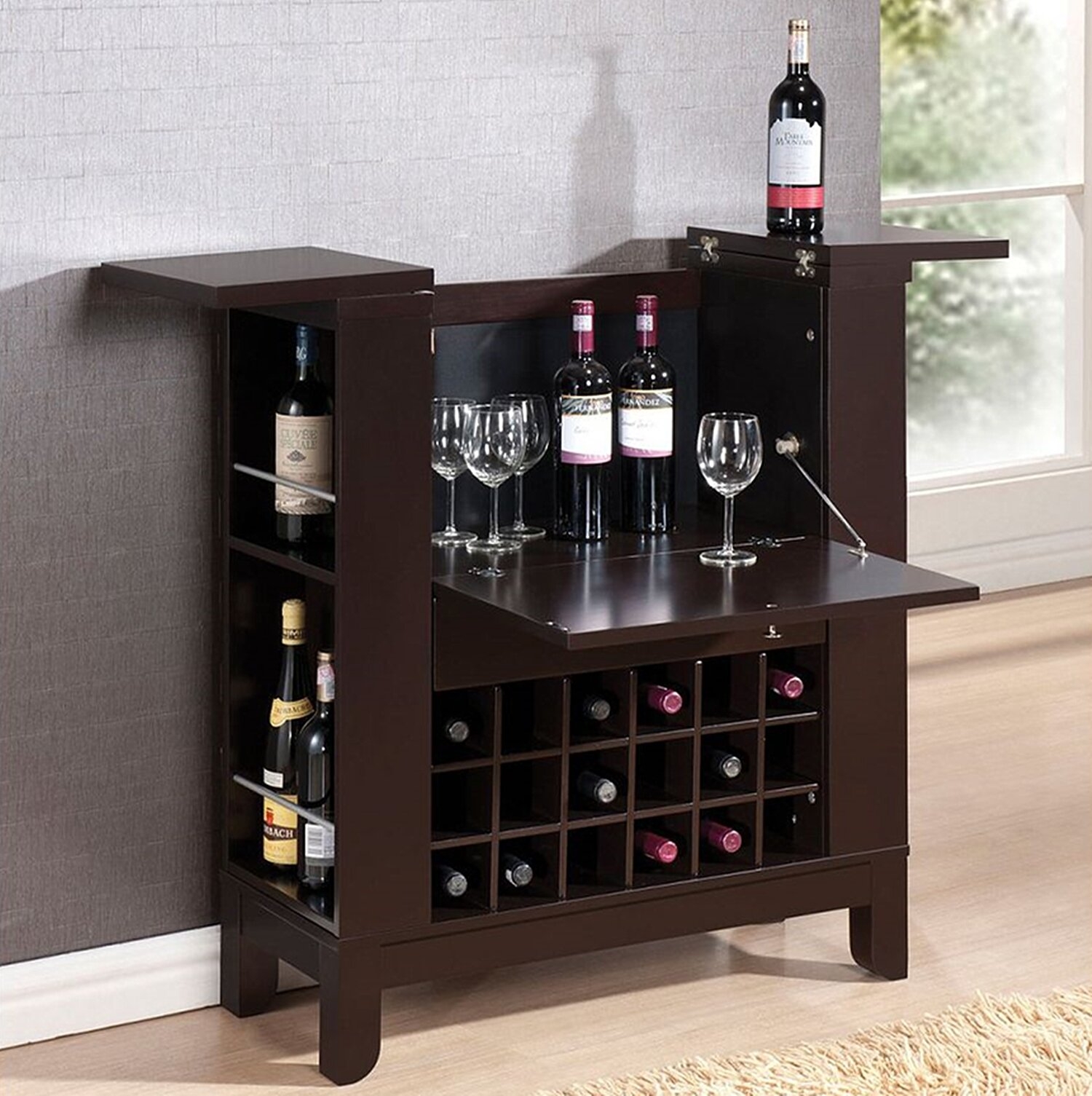 Baxton Studio Modesto Brown Modern Dry Bar and Wine Cabinet