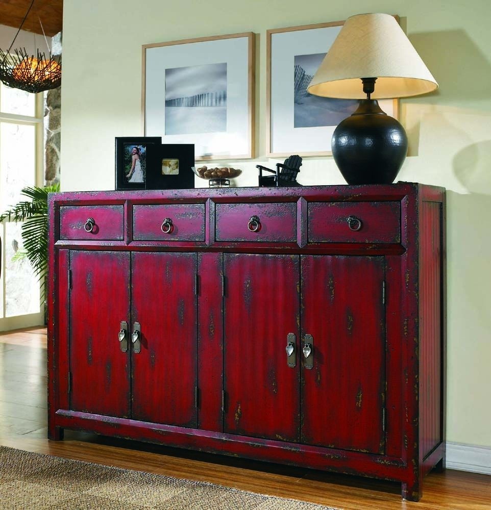 Hooker Furniture Seven Seas 58" Red Asian Cabinet