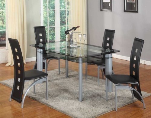 Roundhill Furniture Cinda Metal Contemporary Dining Room Chairs, Black, Set of 2