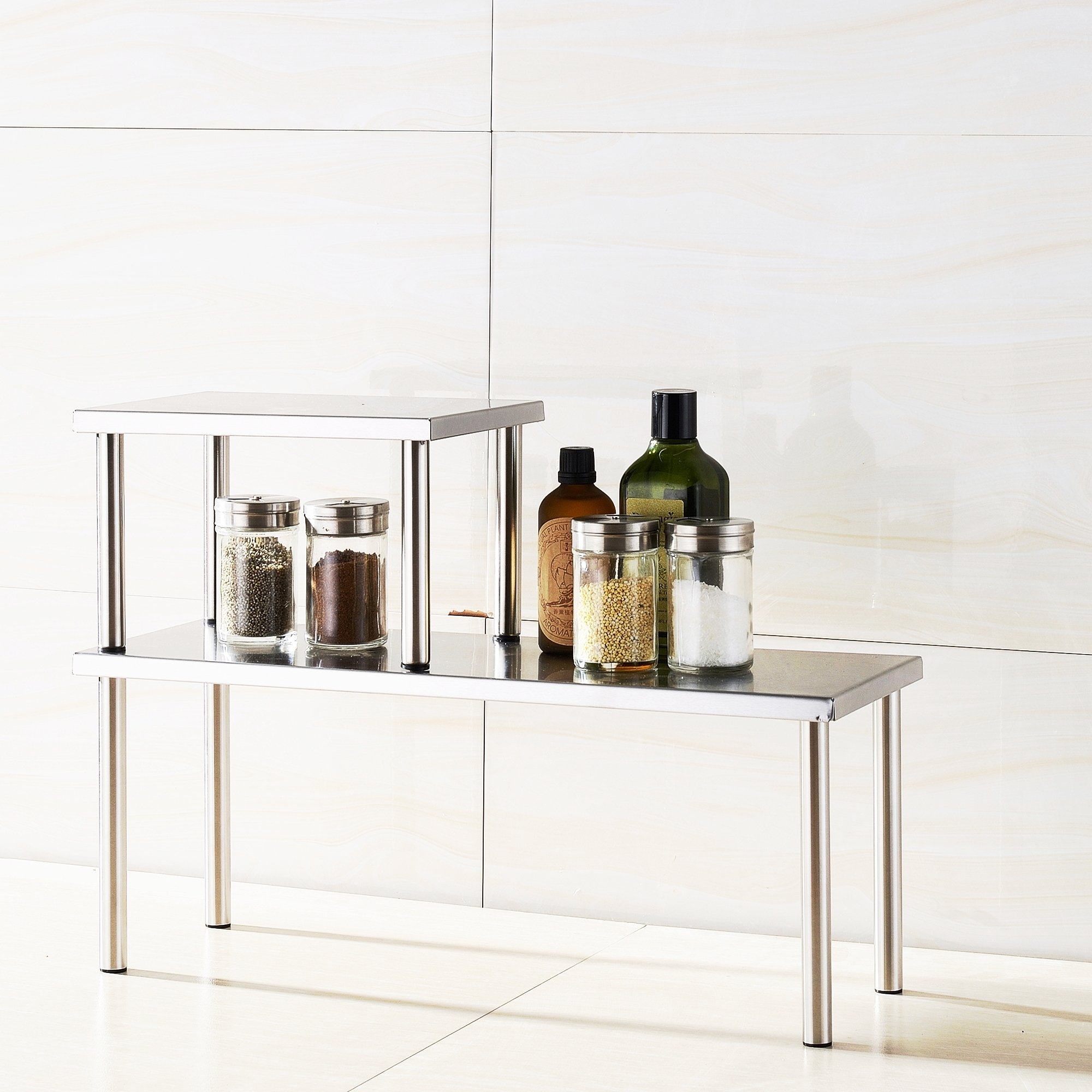 Cook N Home 2-Tier Counter Storage Shelf, Stainless Steel