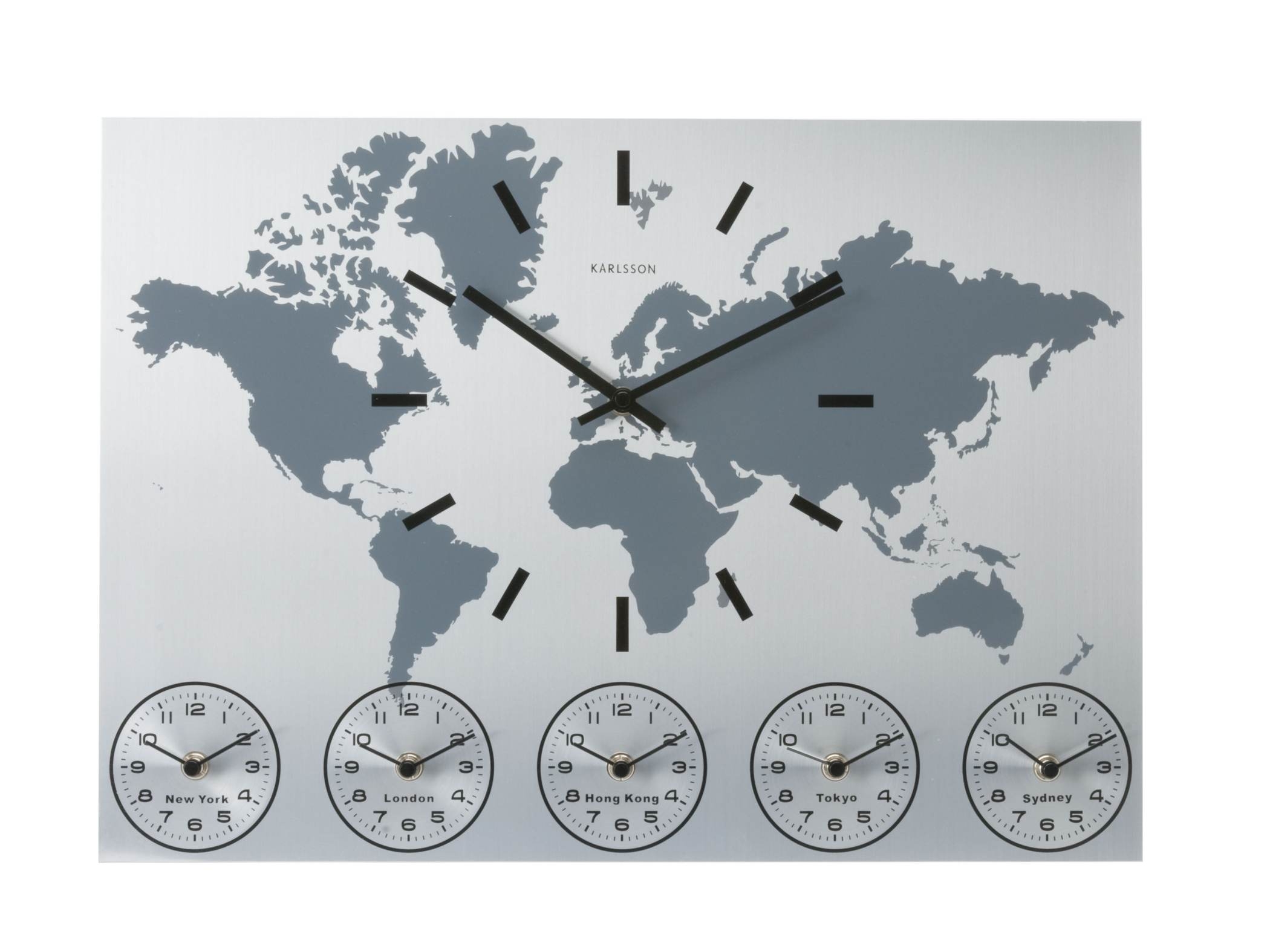 Karlsson Wall Clock Worldtime Aluminum