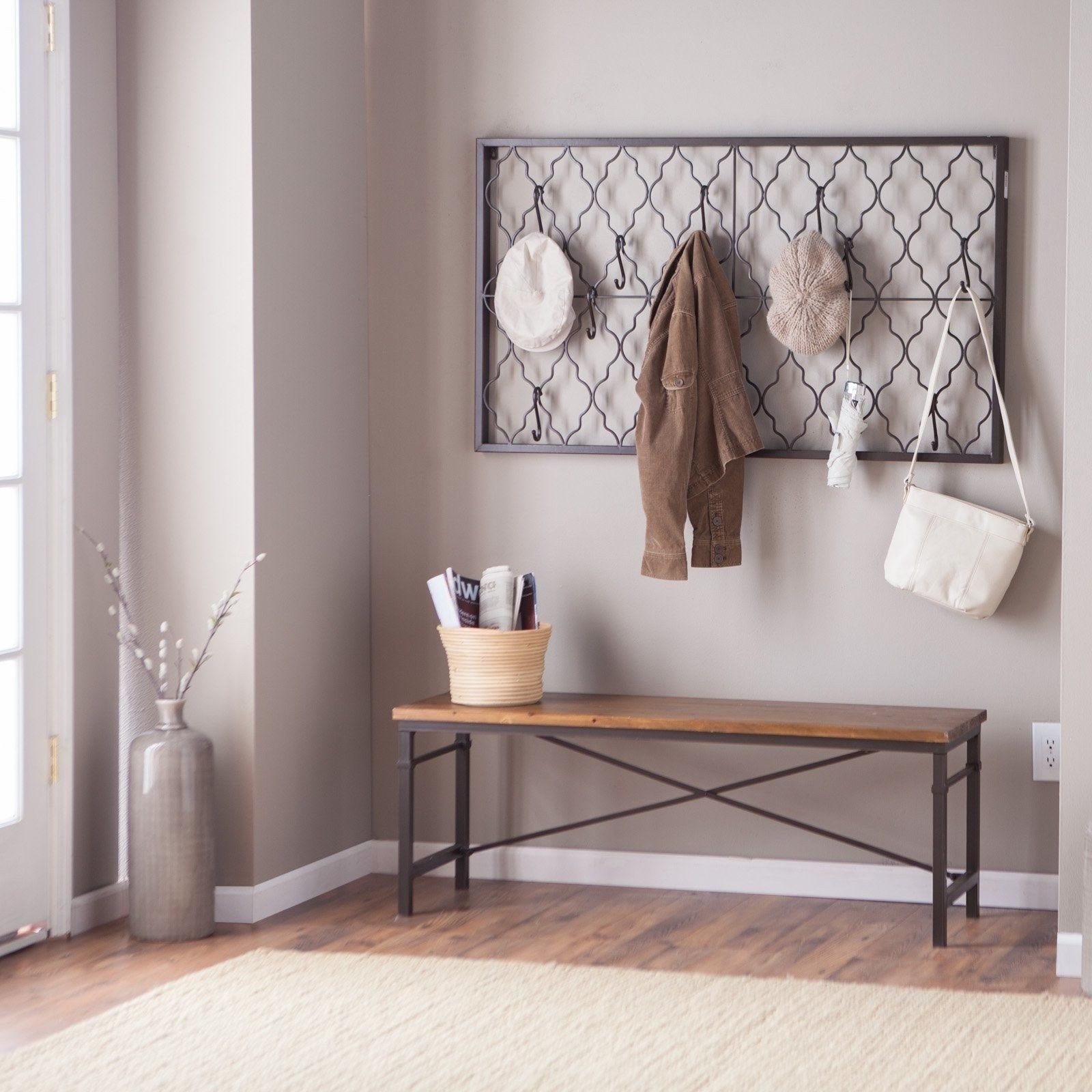 Metal wall mounted coat rack