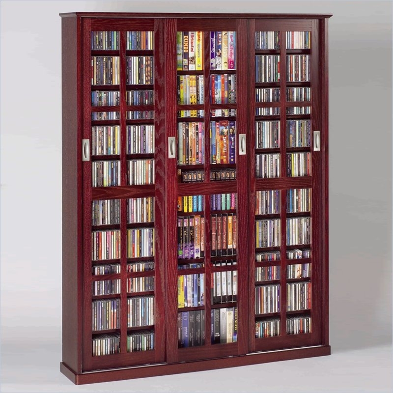 Leslie Dame MS-1050DC Mission Sliding Glass Cabinet, Dark Cherry