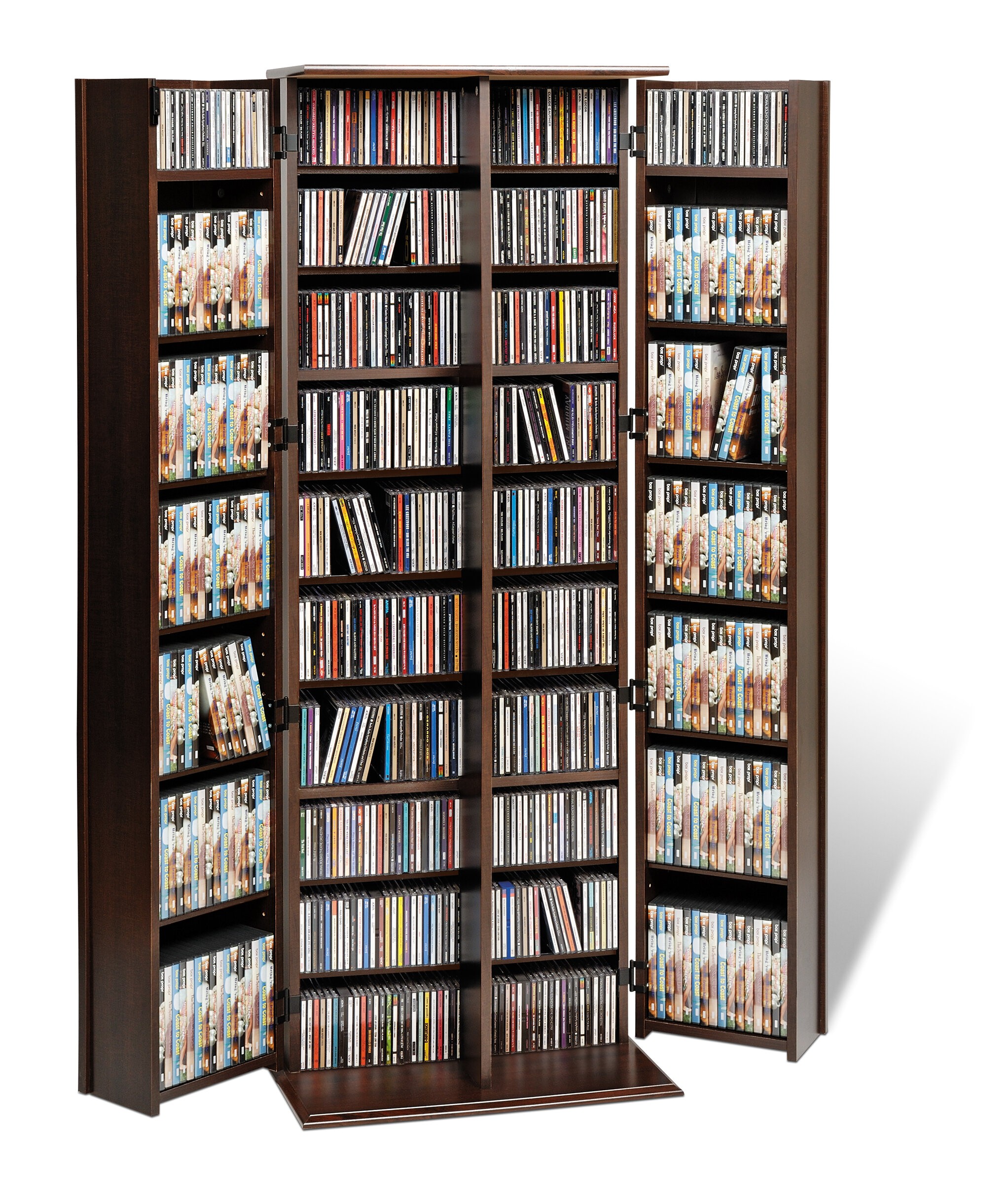Everett espresso large deluxe cd dvd media storage