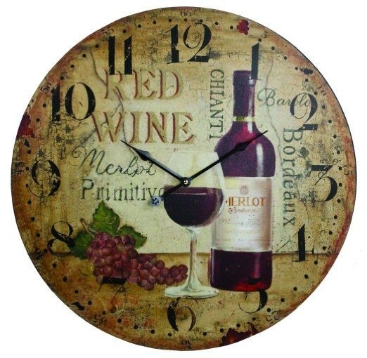 23" Antique Looking Red Wine Wall Clock