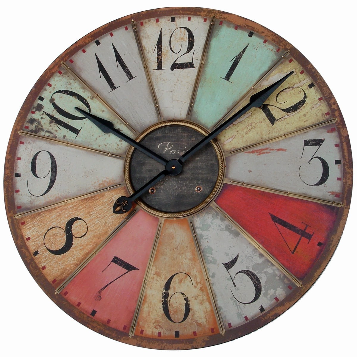 Big Vintage Fleur De Lis French Country Tuscan Style 29" Large Paris Wall Clock