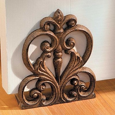 Scroll medallion cast iron decorative door stop home decor new