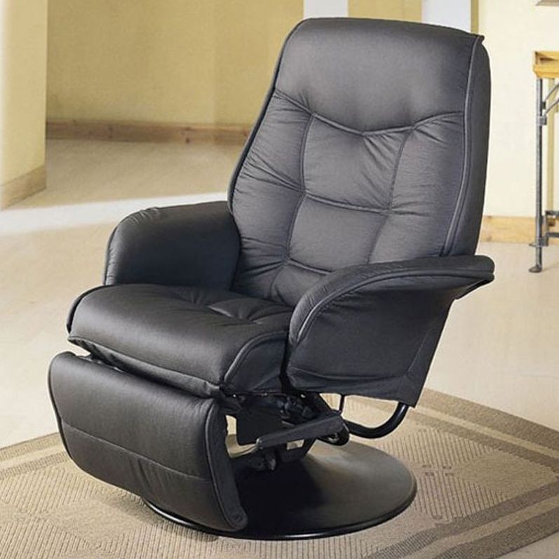 Beautiful Leatherette Cushion Swivel Recliner In Black