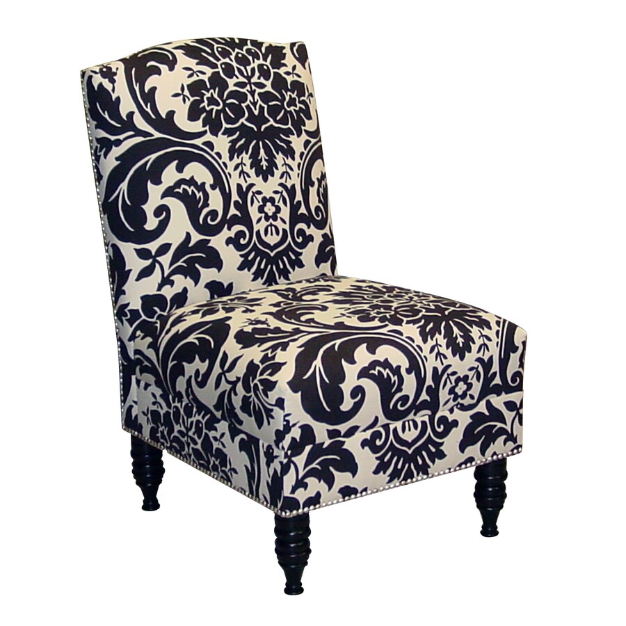 Black and White Damask Patterned Accent Chair