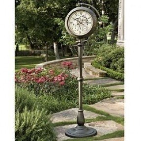 Outdoor wall clock and thermometer