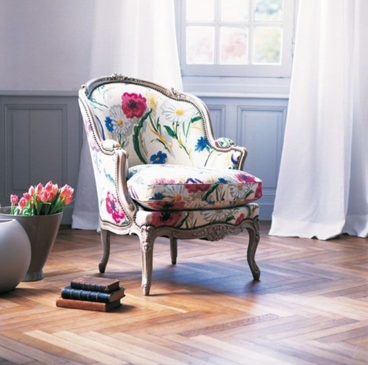 This chair i love the bright fabric with the classic
