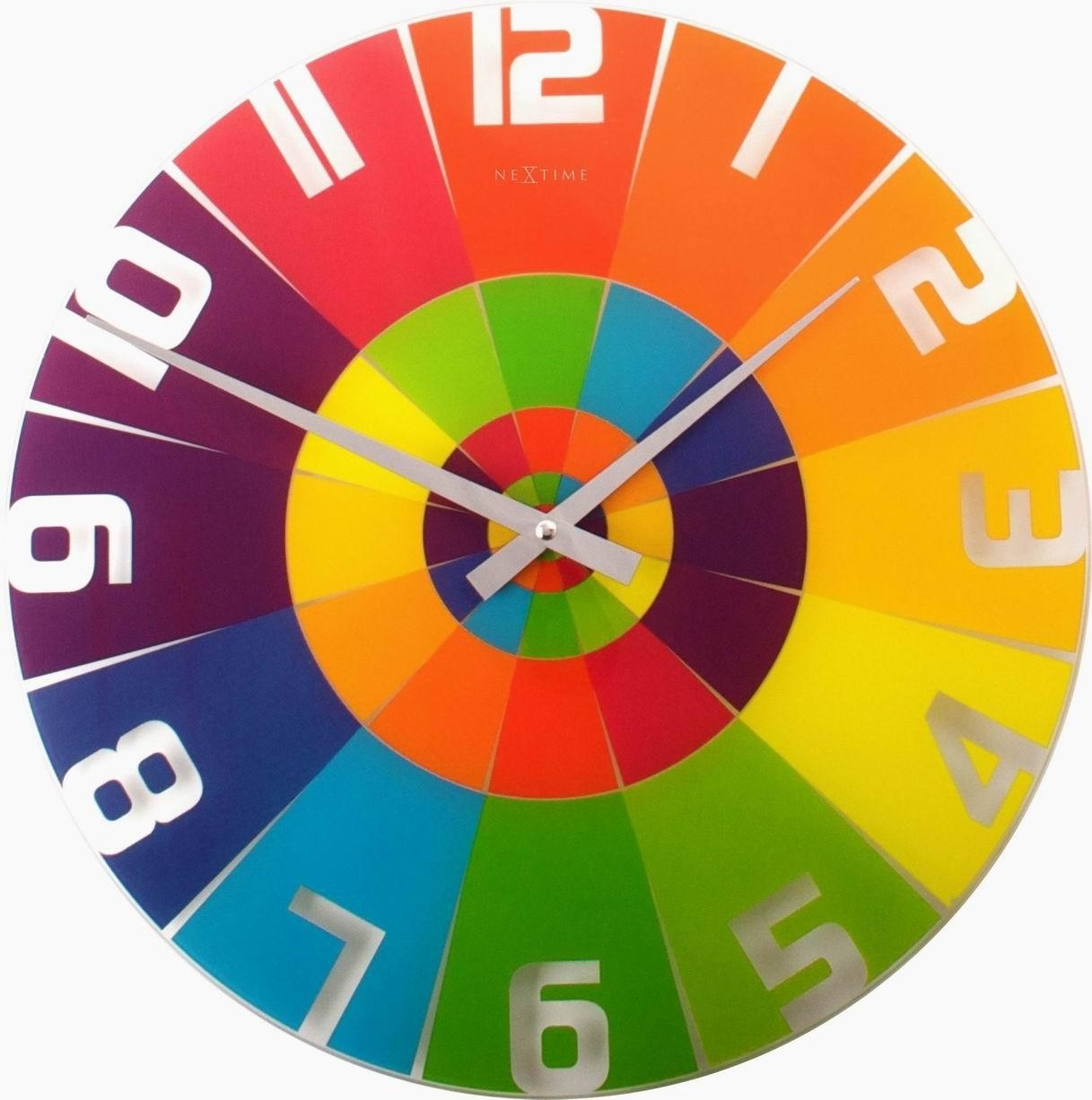 This funky wall clock made from glass is very colourful