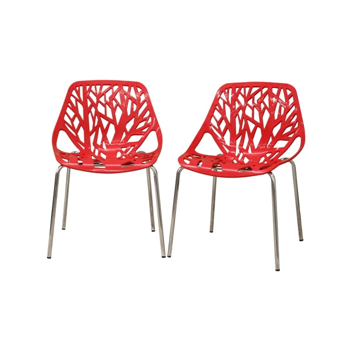 Birch sapling white plastic accent dining chairs set of 2