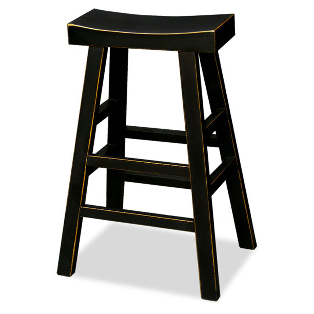 Asian Zen Elmwood Bar Stool - Black