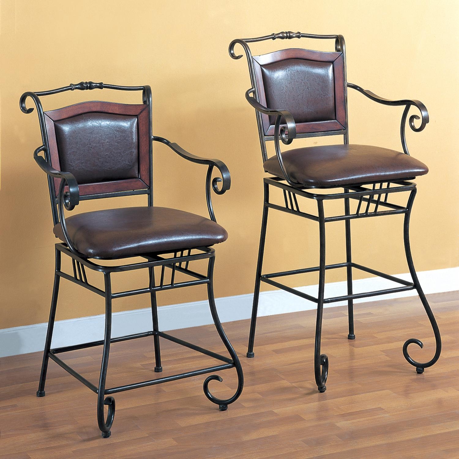 Coaster 24"H Counter Height Stool European Style Dark Distressed Gold Metal Finish