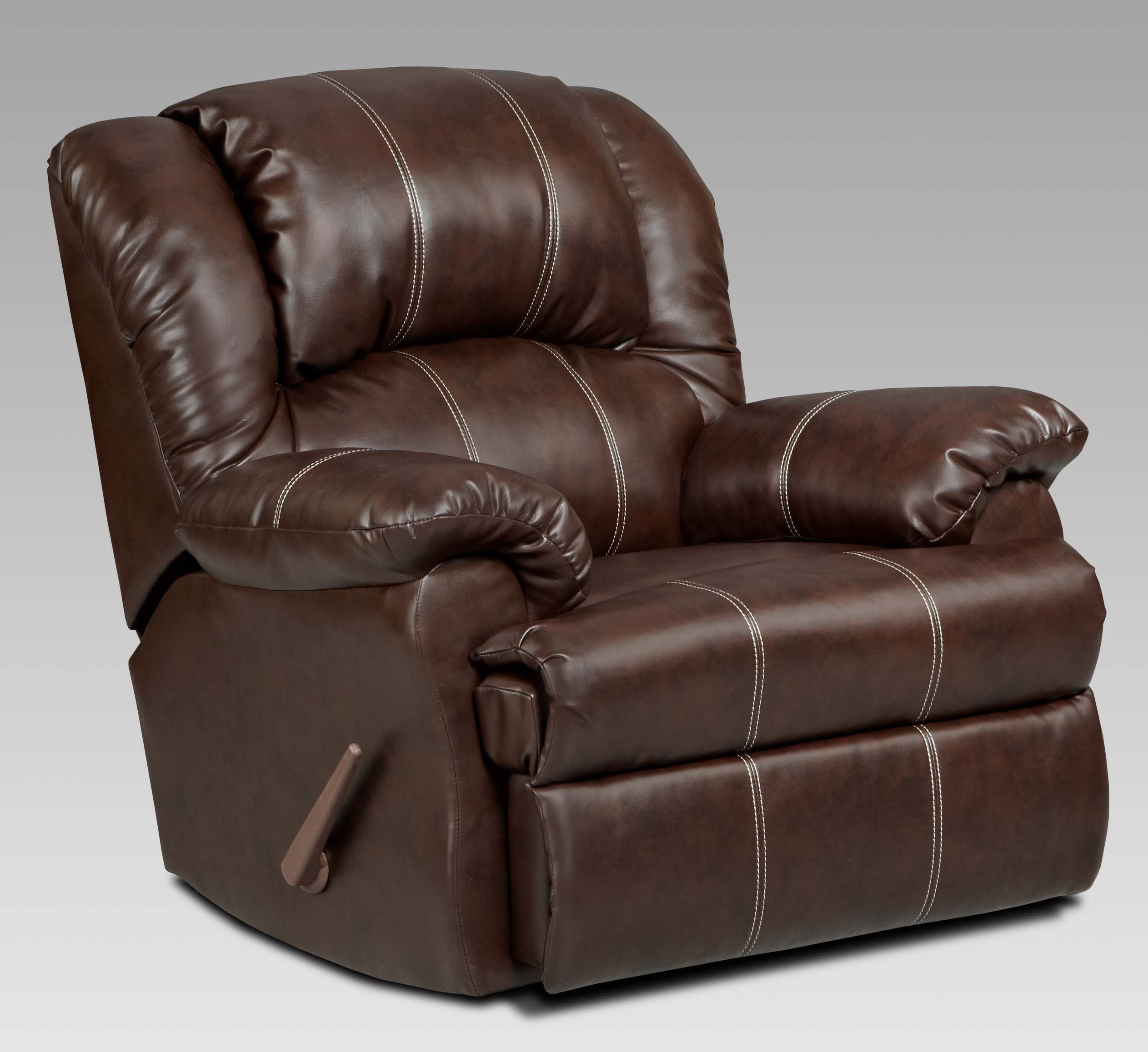 Roundhill Furniture Brandan Bonded Leather Dual Rocker Recliner Chair, Oversize, Brown