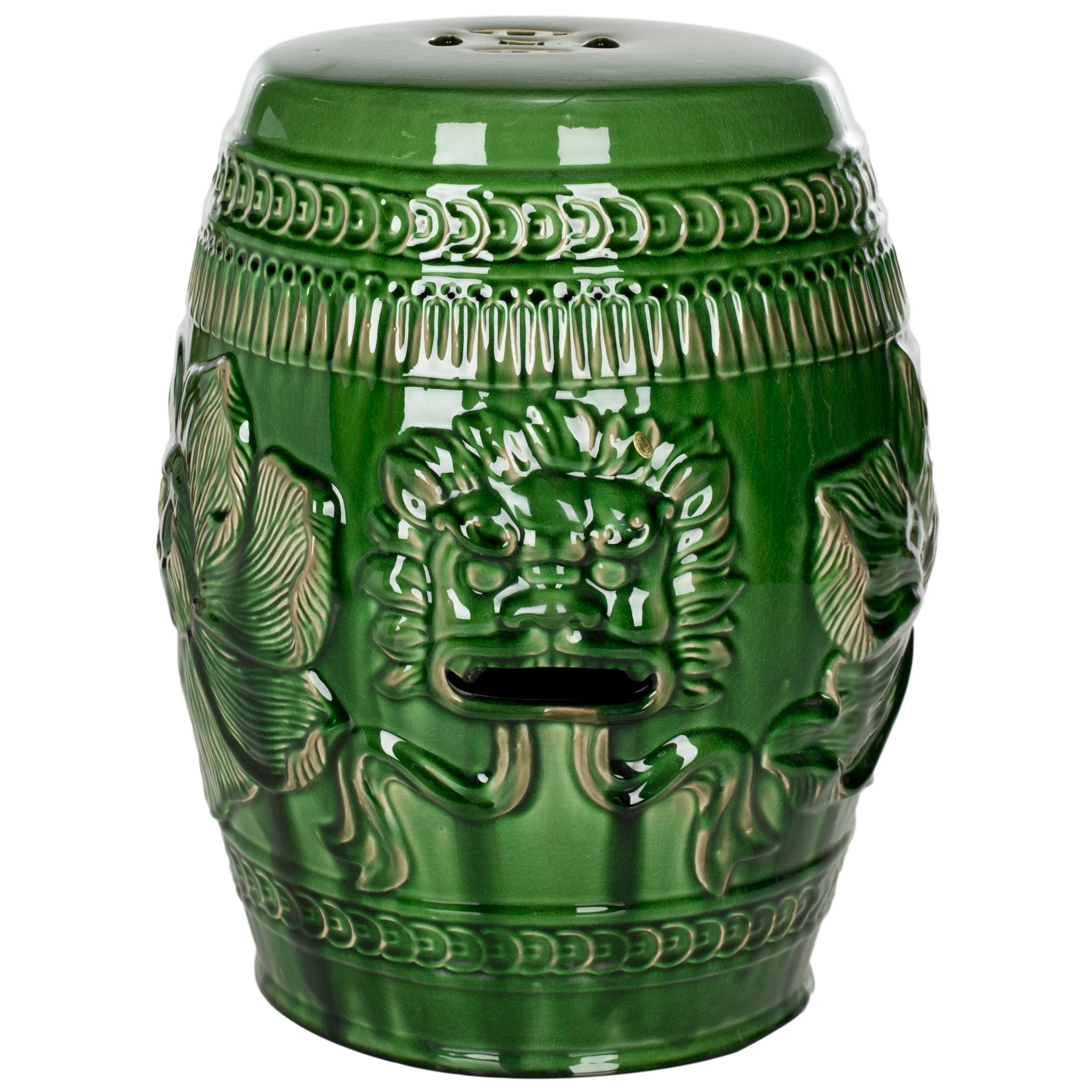 Safavieh Castle Gardens Collection Chinese Dragon Ceramic Garden Stool, Green