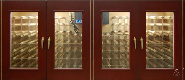 400-Model White Oak Wine Credenza with 4 Glass Doors by Vinotemp
