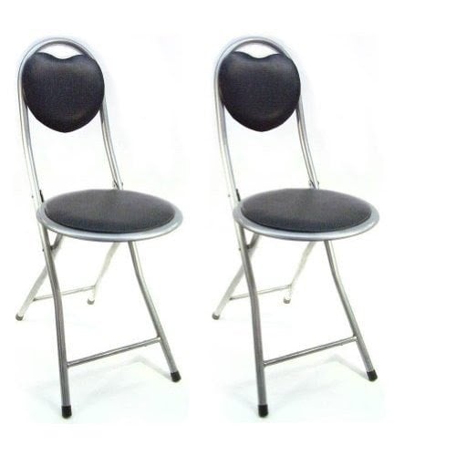 DLUX Small Folding Chairs, Perfect for RV and Mobile Homes, Heart Shaped Back, Comfortable, Light, Portable, Padded, Heart Shape Back Support. Seat Diameter 12", Seat Height 16.5" from Floor, Back Rest Support 14", Total Chair Height 30-32" from Floor,