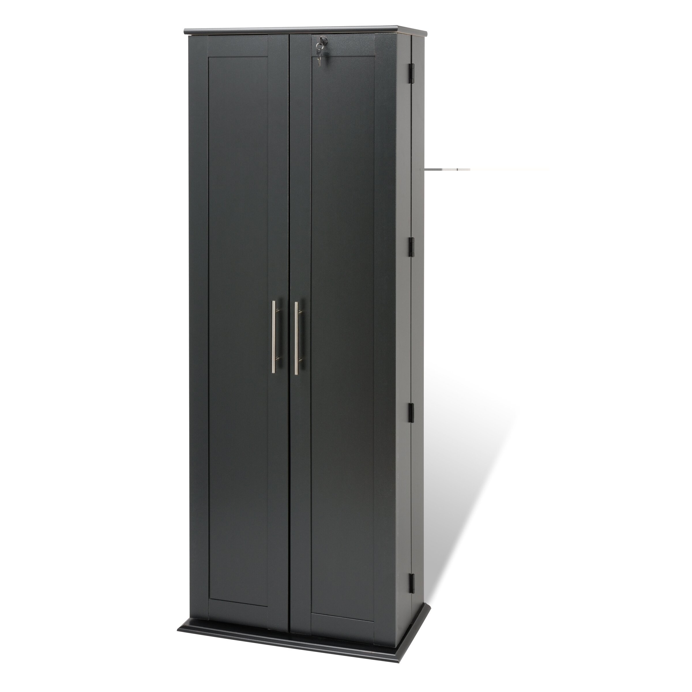 Prepac Deluxe CD Storage Rack with Locking Shaker Doors, Large, Black