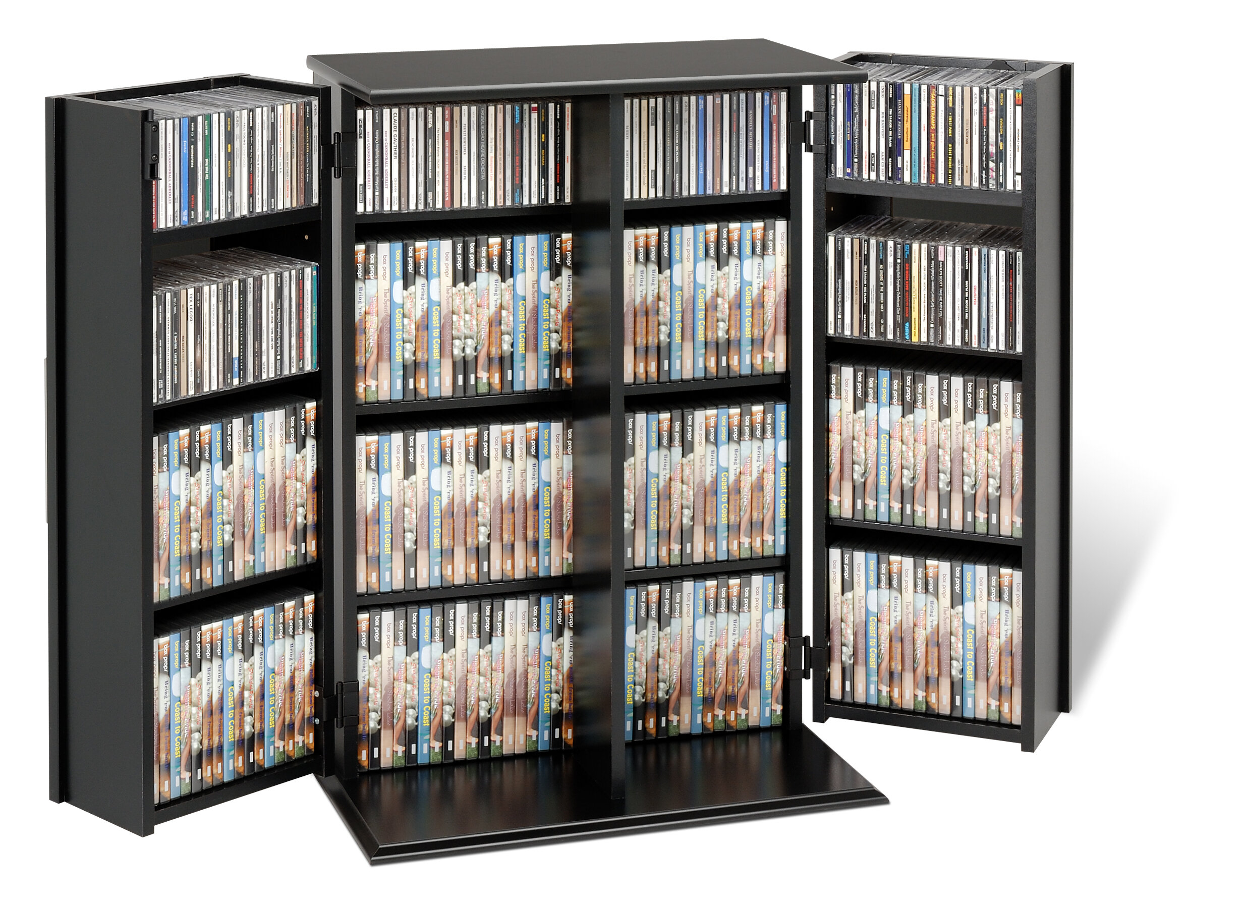Prepac Deluxe CD Storage Rack with Locking Shaker Doors, Small, Black