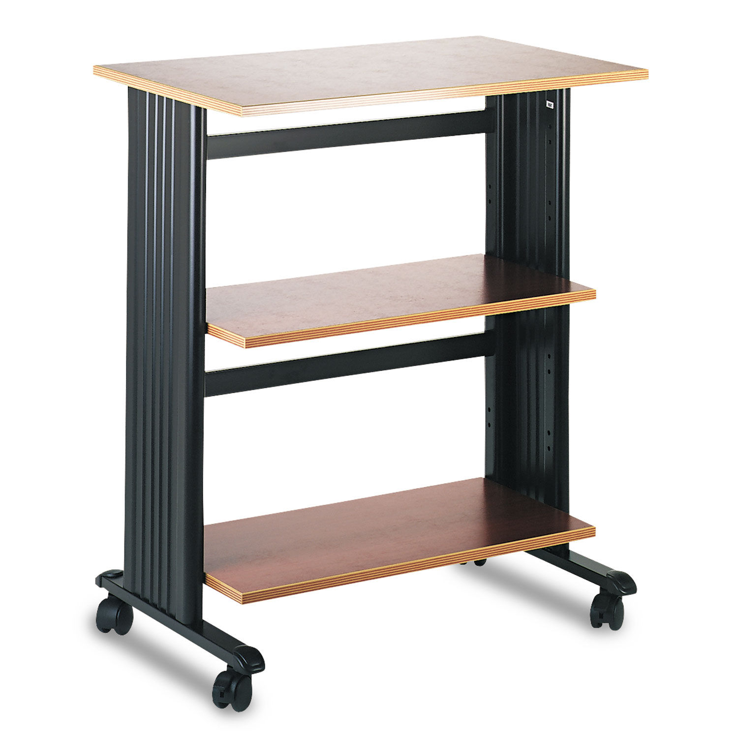 Safco 1881CY Mobile Tri-Level Printer/Machine Stand, 29-1/2w x 20d x 35h, Black/Cherry
