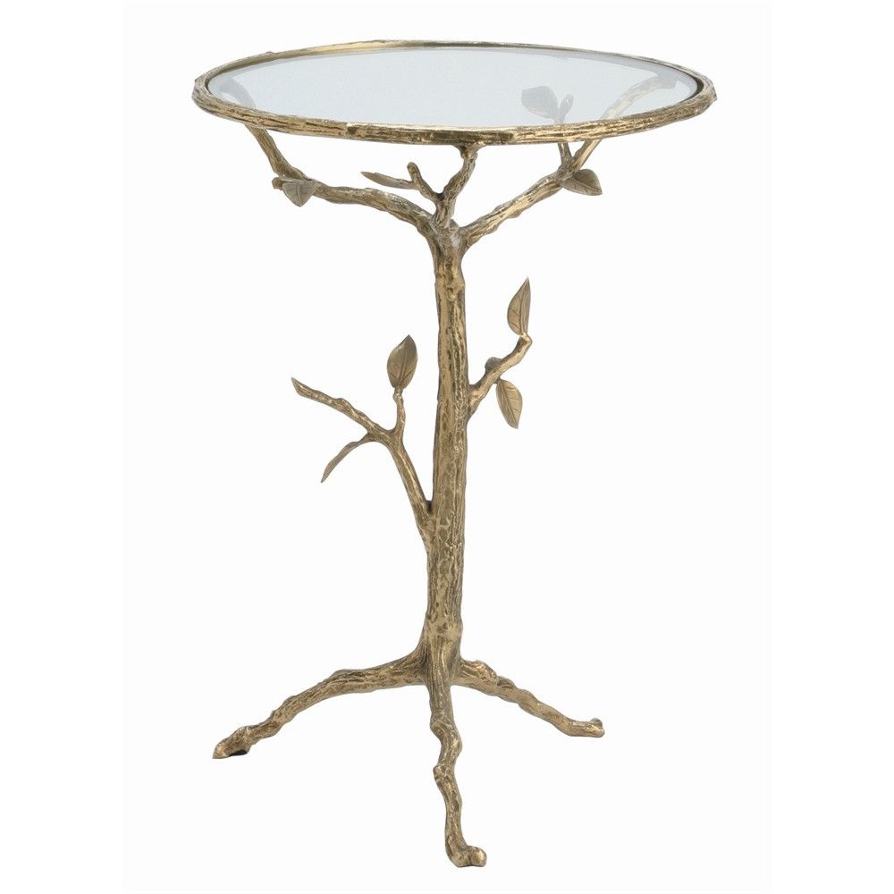 Sherwood Sculpted Tree Branch Antique Brass Side Table- S