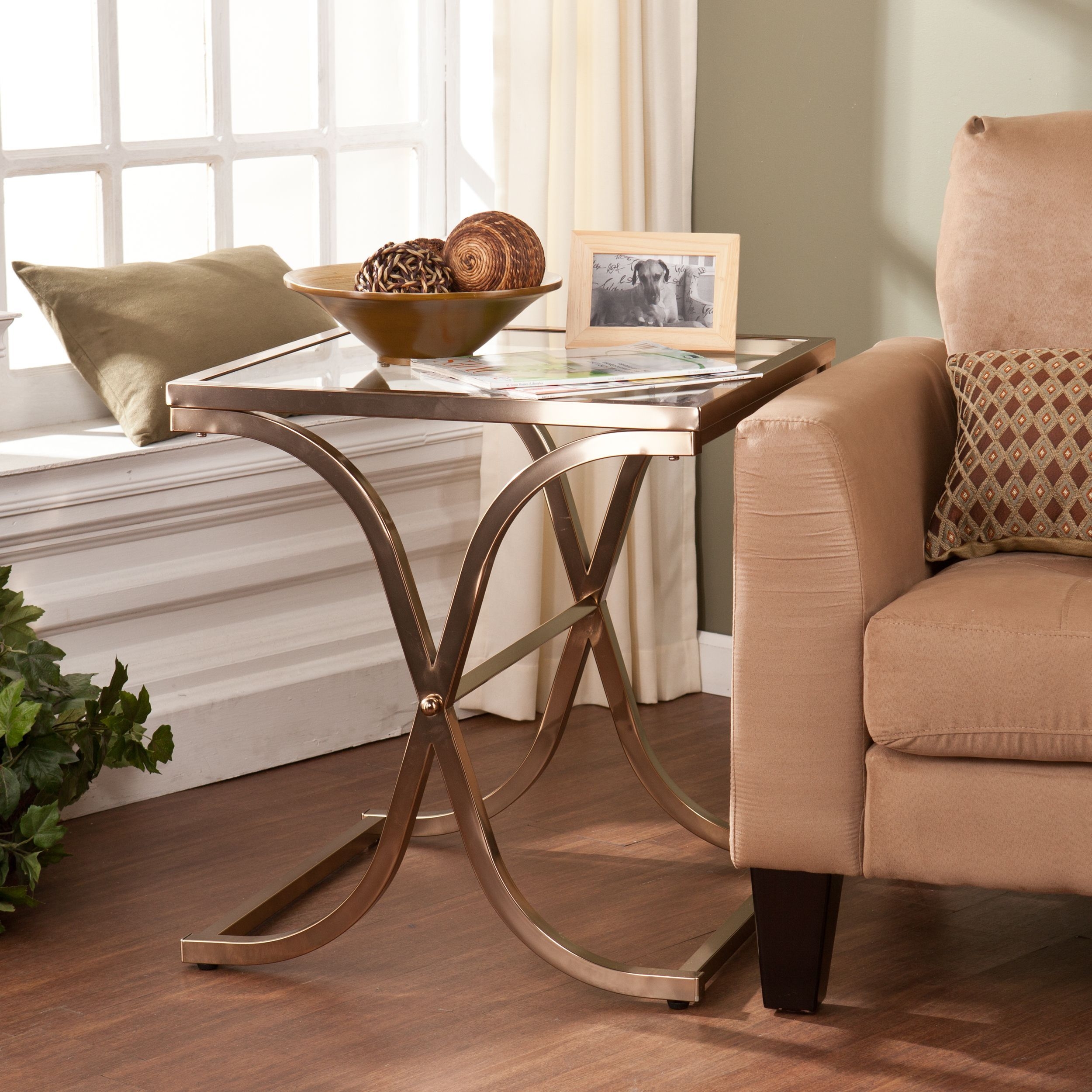 Upton Home Ambrosia Champagne Brass End Table