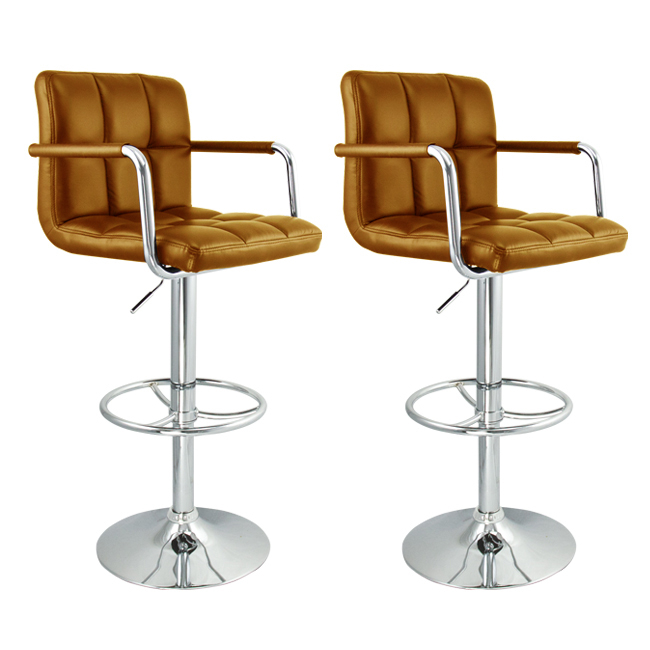 2 Swivel Dark Brown Elegant Pu Leather Modern Adjustable Hydraulic Bar Stool Barstool