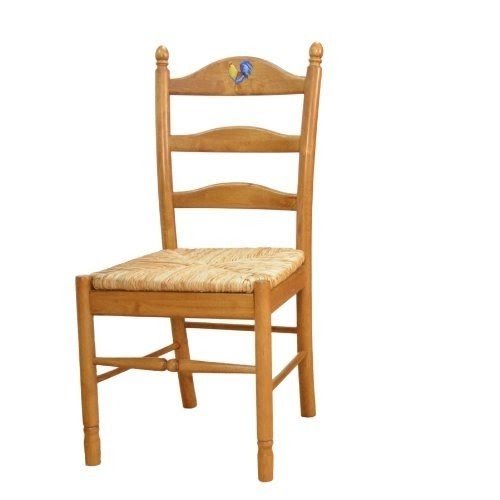 Carolina Cottage English Pine Lilly Rooster Ladder Back Chair