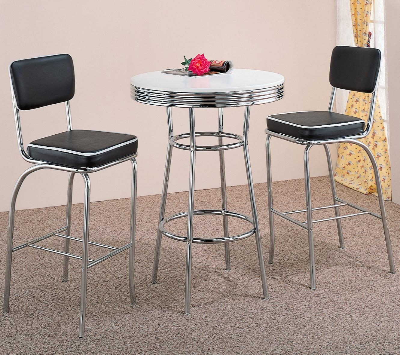 Coaster Retro Fountain Style Bar Table with White Top and Chrome Finish